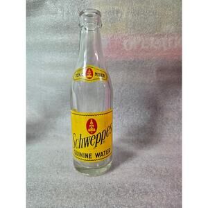 Vintage Schweppes Quinine Water Bottle Tonic Mixer London England  7 Oz.